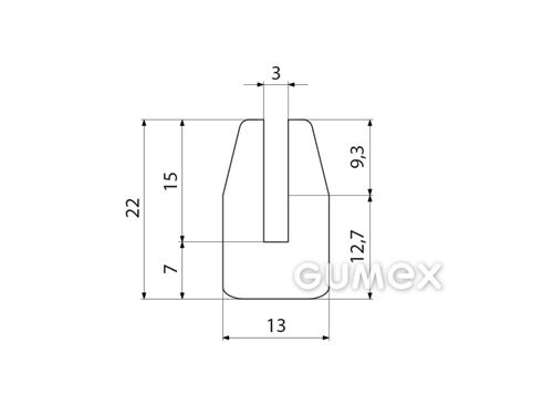 "U" Silikonprofil, 22x13/3mm, 60°ShA, -60°C/+180°C, transparent, 